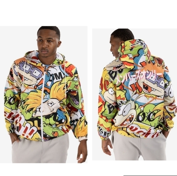 MEMBERS ONLY Hey Arnold Themed Windbreaker Multicolored Size L.. - Picture 1 of 16